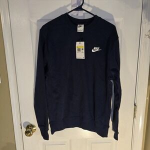 Nike Club Crew Neck Sweatshirt Mens‎ Small Navy Blue Pullover Casual Top